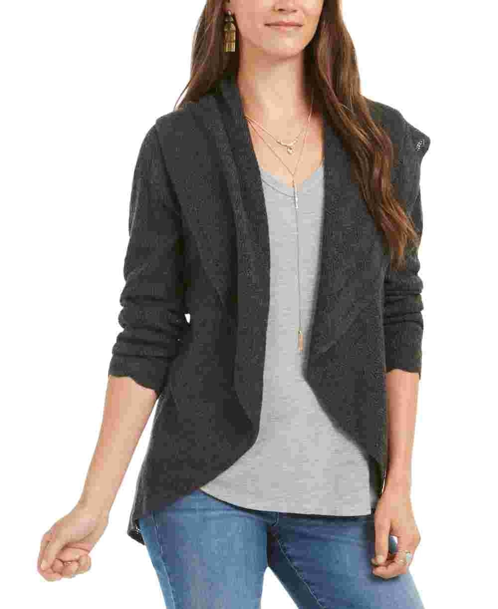 Cardigan feminino estilo &amp; co, gola xale, tamanho pequeno, cinza, grande