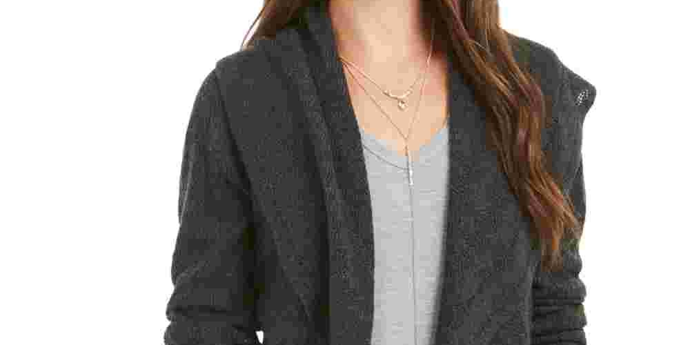 Cardigan feminino estilo &amp; co, gola xale, tamanho pequeno, cinza, grande