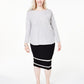 Suéter feminino Charter Club Plus Cashmere com cauda de camisa, prateado, tamanho 1X