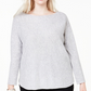 Suéter feminino Charter Club Plus Cashmere com cauda de camisa, prateado, tamanho 1X