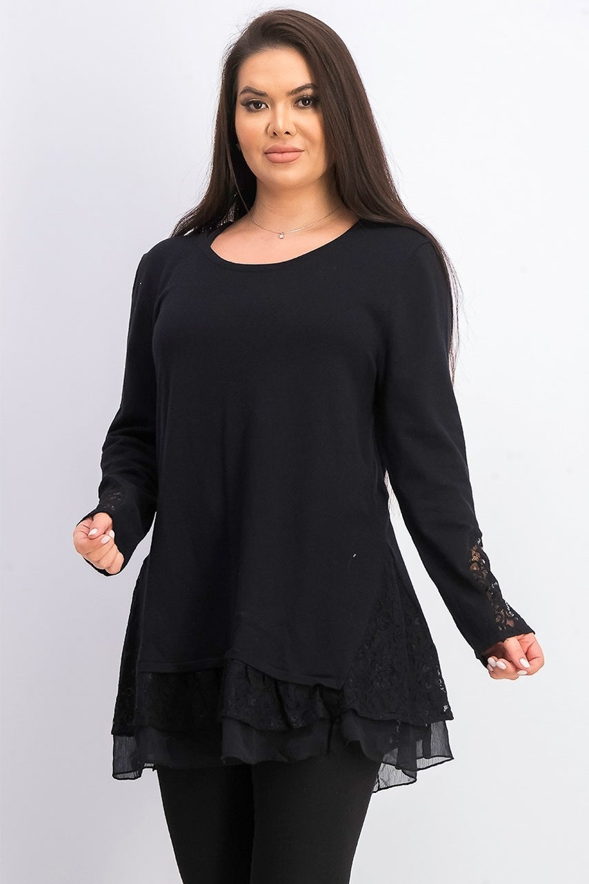 Túnica feminina em camadas Style &amp; Co, preta, tamanho pequeno