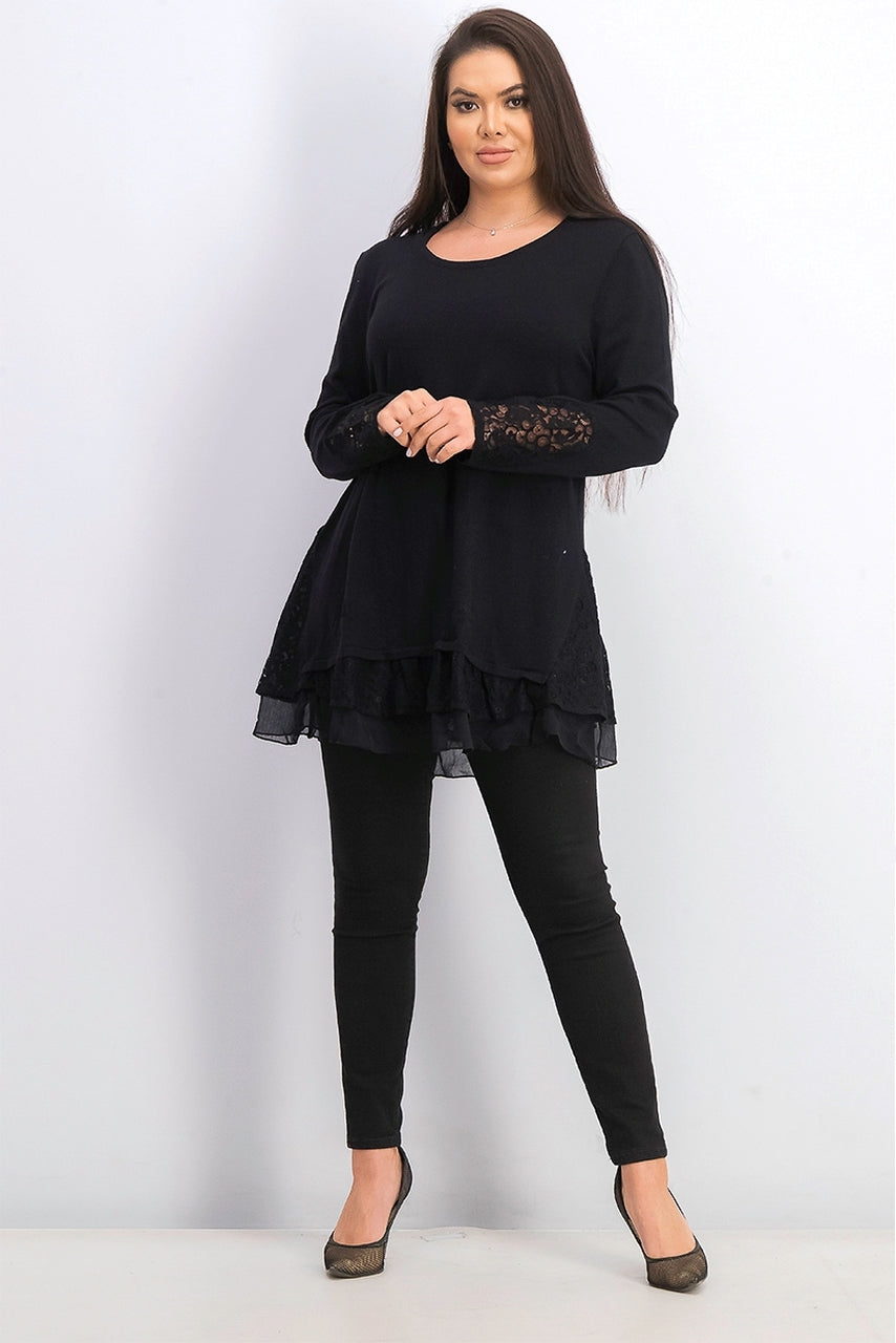 Túnica feminina em camadas Style &amp; Co, preta, tamanho pequeno