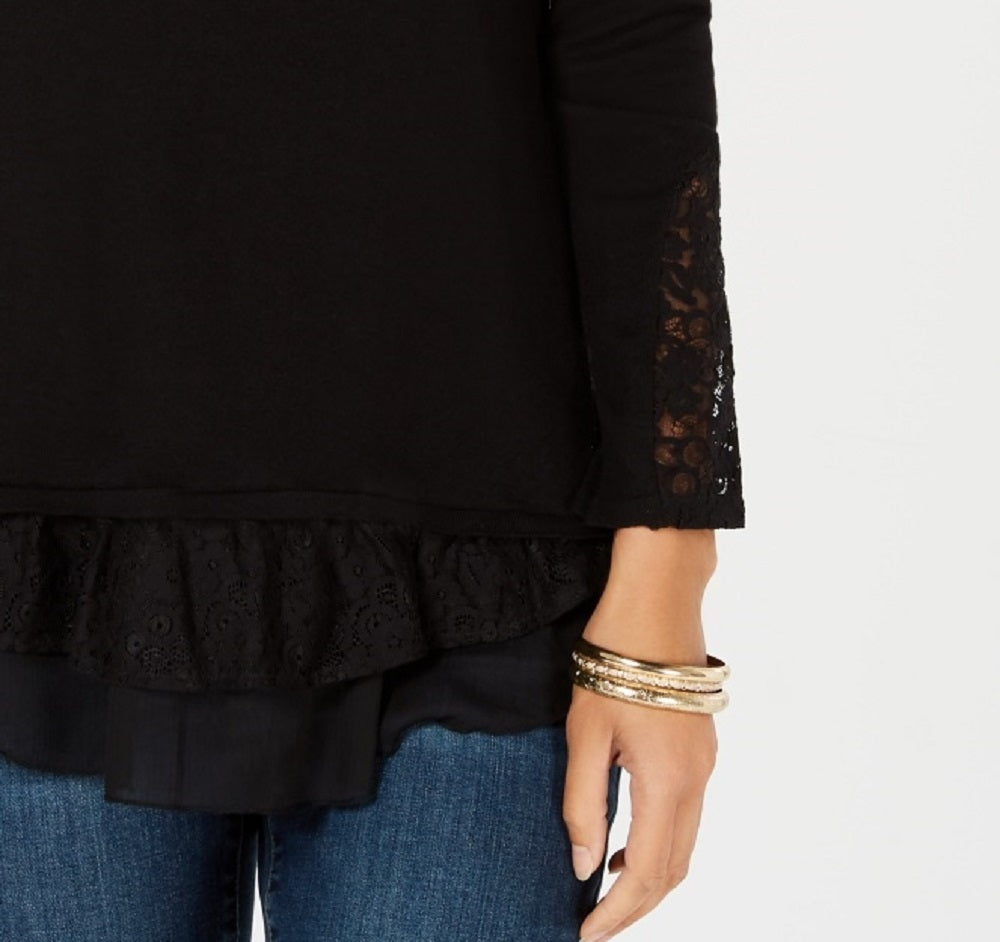 Túnica feminina em camadas Style &amp; Co, preta, tamanho X-S