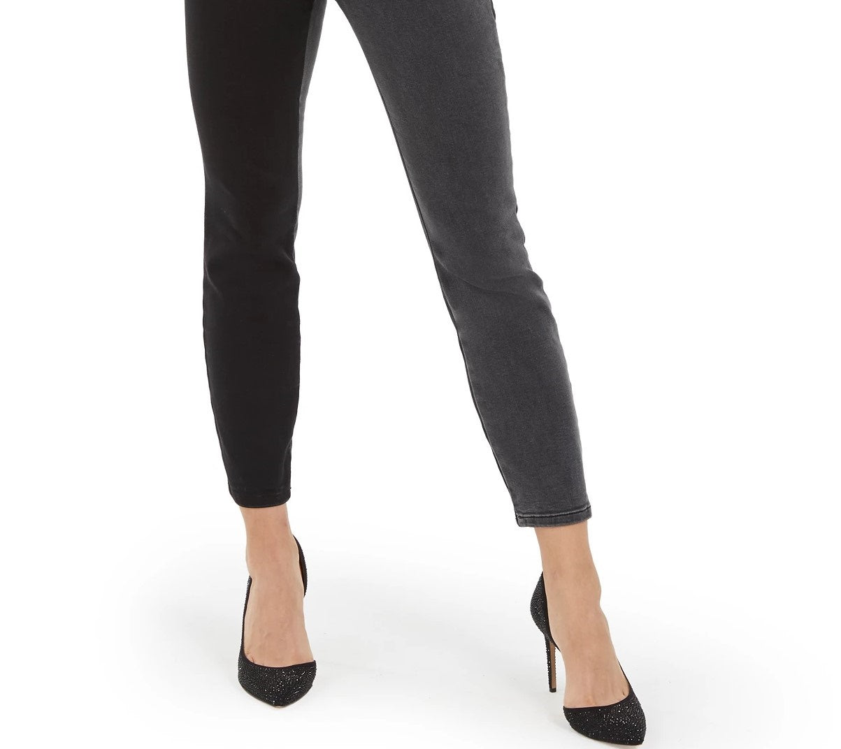 Calça jeans skinny feminina bicolor da INC International Concepts, preta, tamanho 8