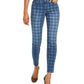Calça jeans skinny xadrez feminina INC International Concepts, azul, tamanho 0