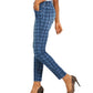 Calça jeans skinny xadrez feminina INC International Concepts, azul, tamanho 0