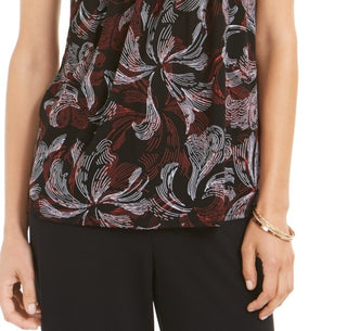 Blusa feminina Alfani com estampa de gola alta, tamanho médio, vermelha