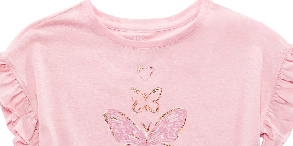 Camiseta estampada de borboletas Epic Threads Big Girls rosa escuro tamanho grande