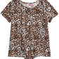 Camiseta Epic Threads Big Girls com estampa de leopardo e amarração frontal, branca, tamanho pequeno