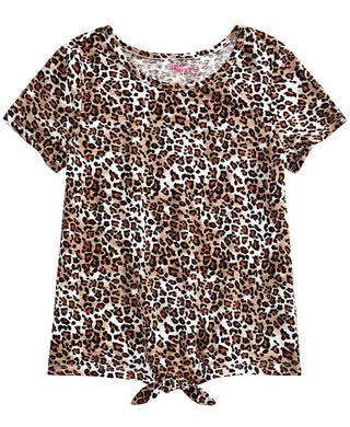 Epic Threads Big Girls Leopard-Print Tie Front T-Shirt White Size Small
