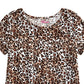 Camiseta Epic Threads Big Girls com estampa de leopardo e amarração frontal, branca, tamanho pequeno