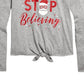 Camiseta estampada Epic Threads Big Girls Believer, cinza, tamanho pequeno