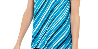 Blusa assimétrica listrada feminina Alfani, azul marinho, tamanho pequeno