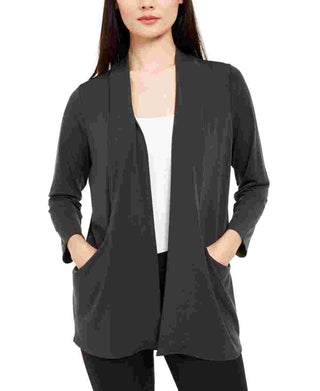 Cardigan Alfani Feminino Aberto na Frente Cinza Tamanho Médio