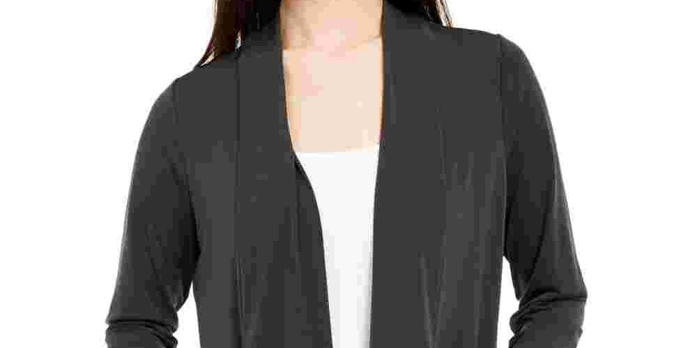 Cardigan Alfani Feminino Aberto na Frente Cinza Tamanho Médio