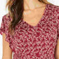 Blusa feminina estilo &amp; co com mangas bufantes laterais franzidas, vermelha, tamanho XX-G