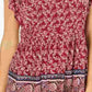 Blusa feminina estilo &amp; co com mangas bufantes laterais franzidas, vermelha, tamanho XX-G