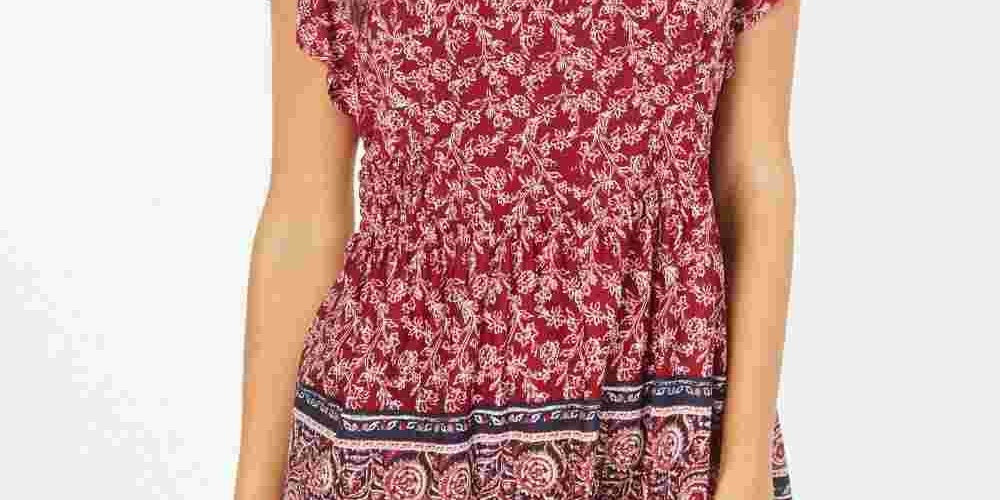 Blusa feminina estilo &amp; co com mangas bufantes laterais franzidas, vermelha, tamanho XX-G