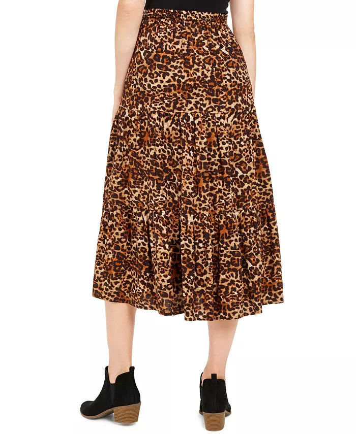 Saia feminina com estampa animal estilo &amp; co marrom tamanho pequeno