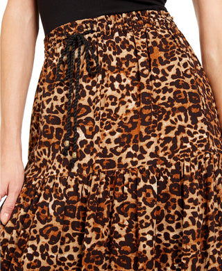 Style & Co Women's Animal Print Skirt Brown Size Small