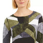 Top feminino Alfani estampado, tamanho azul marinho, pequeno, médio