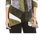 Top feminino Alfani estampado, tamanho azul marinho, pequeno, médio