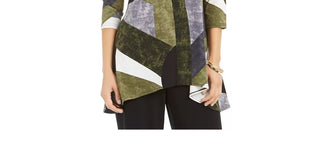 Top feminino Alfani estampado, tamanho azul marinho, pequeno, médio