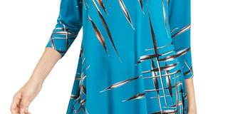 Top feminino Alfani estampado, tamanho azul marinho, pequeno e pequeno