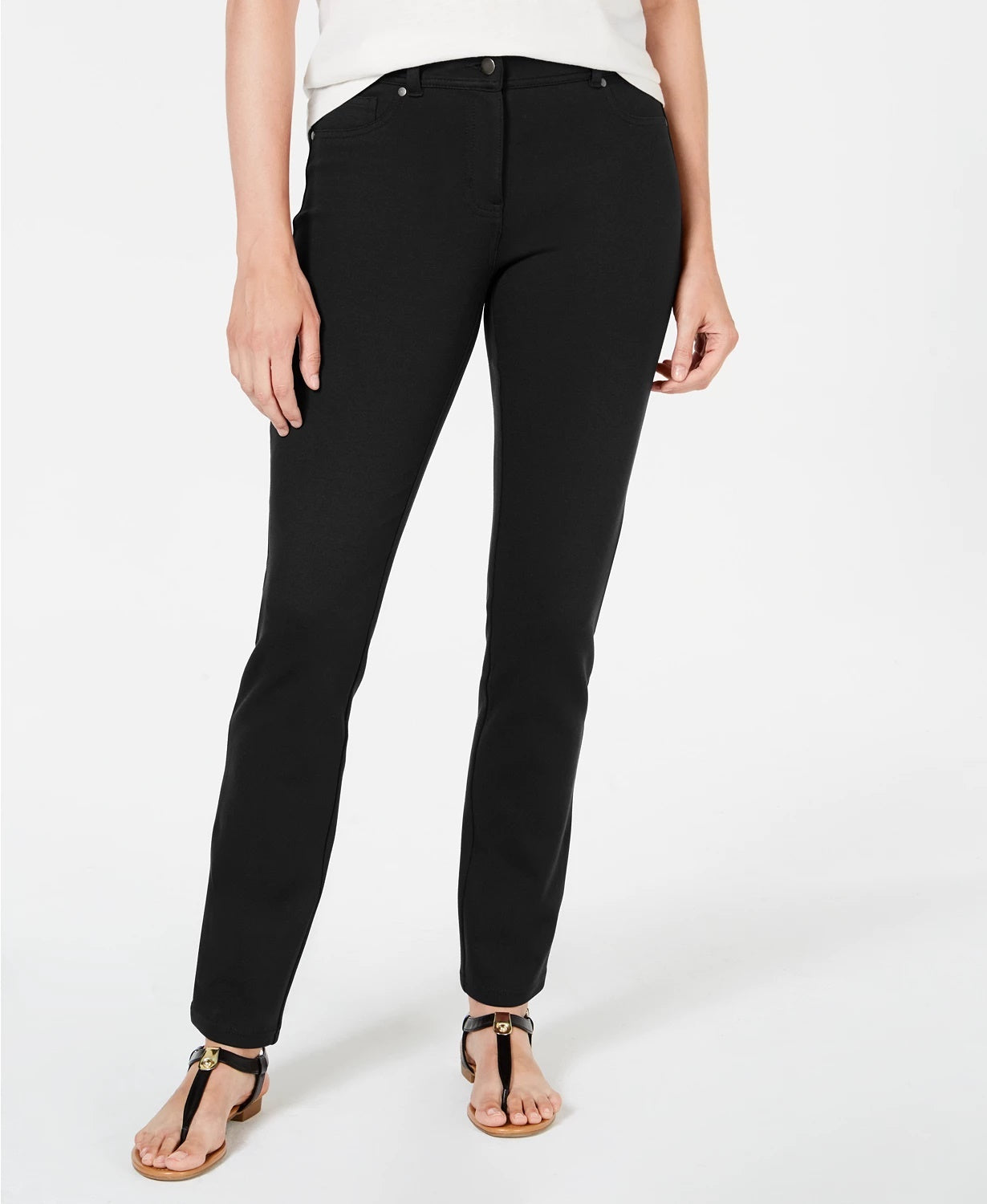 Calça skinny feminina de malha Ponte da Style &amp; Co, preta, tamanho 16, pequena