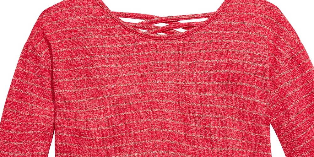 Top listrado com decote cruzado nas costas Epic Threads Big Girls, tamanho grande, vermelho