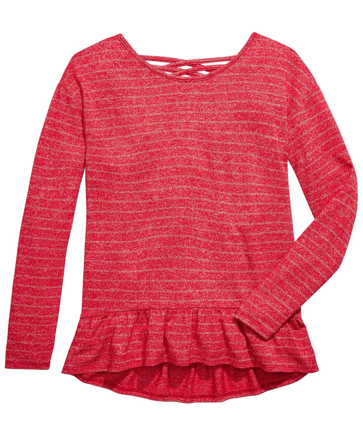 Top listrado com decote cruzado nas costas Epic Threads Big Girls, tamanho médio, vermelho