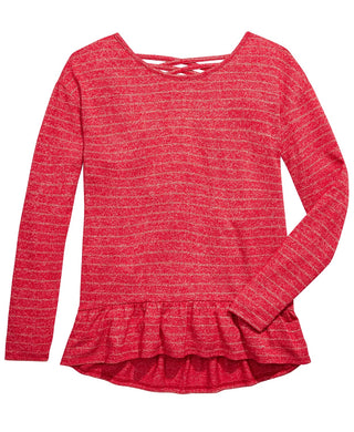 Epic Threads Big Girls Striped Marled Cross-Back Top Red Size Medium