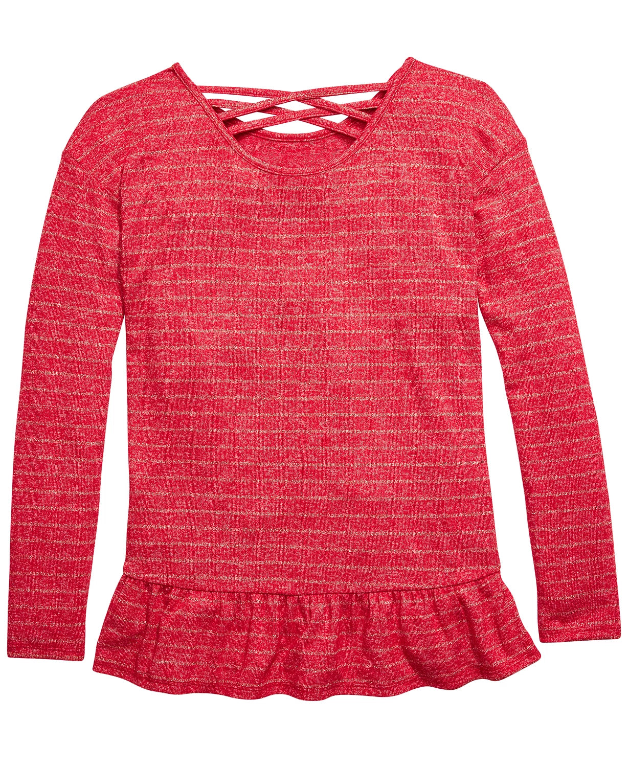 Top listrado com decote cruzado nas costas Epic Threads Big Girls, tamanho médio, vermelho