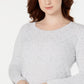 Karen Scott Suéter Feminino Diamond Cable-Knit Branco Tamanho Extra Pequeno