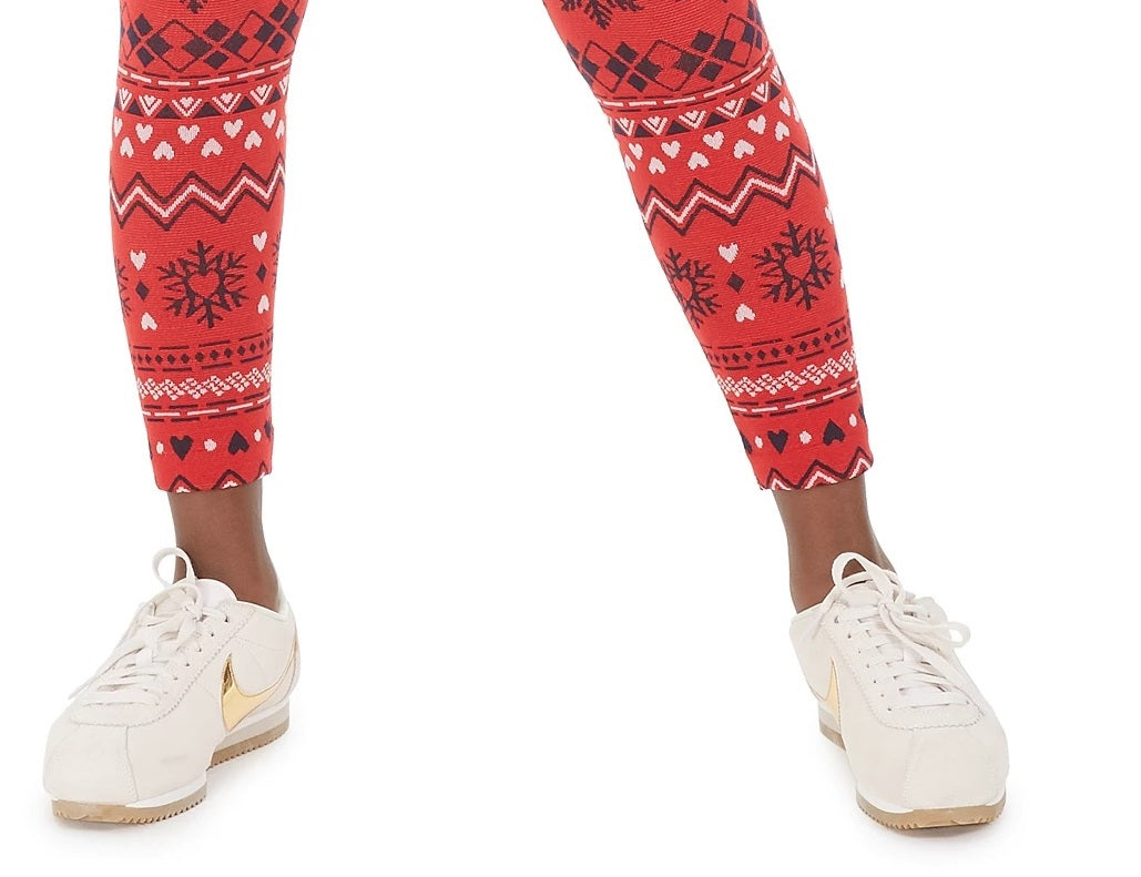 Leggings de malha trançada Fairisle Big Girls da Epic Threads, vermelho escuro, tamanho grande