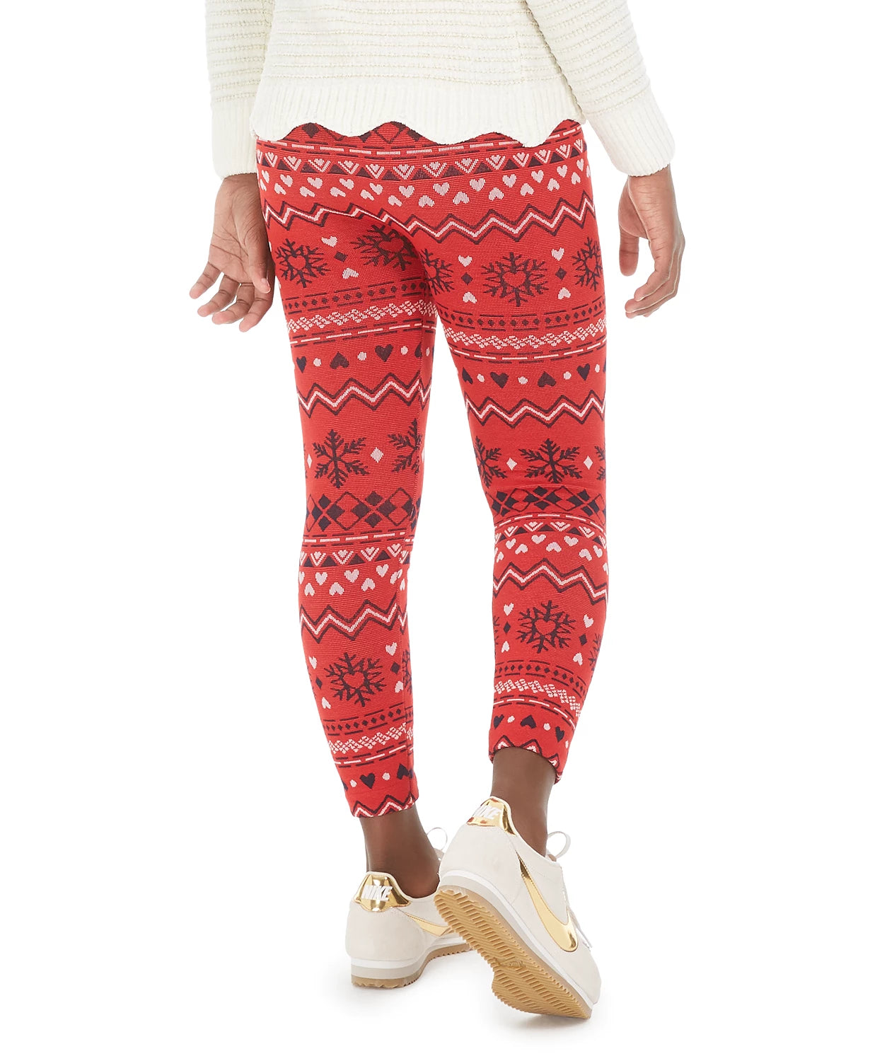 Leggings de malha trançada Fairisle Big Girls da Epic Threads, vermelho escuro, tamanho extragrande
