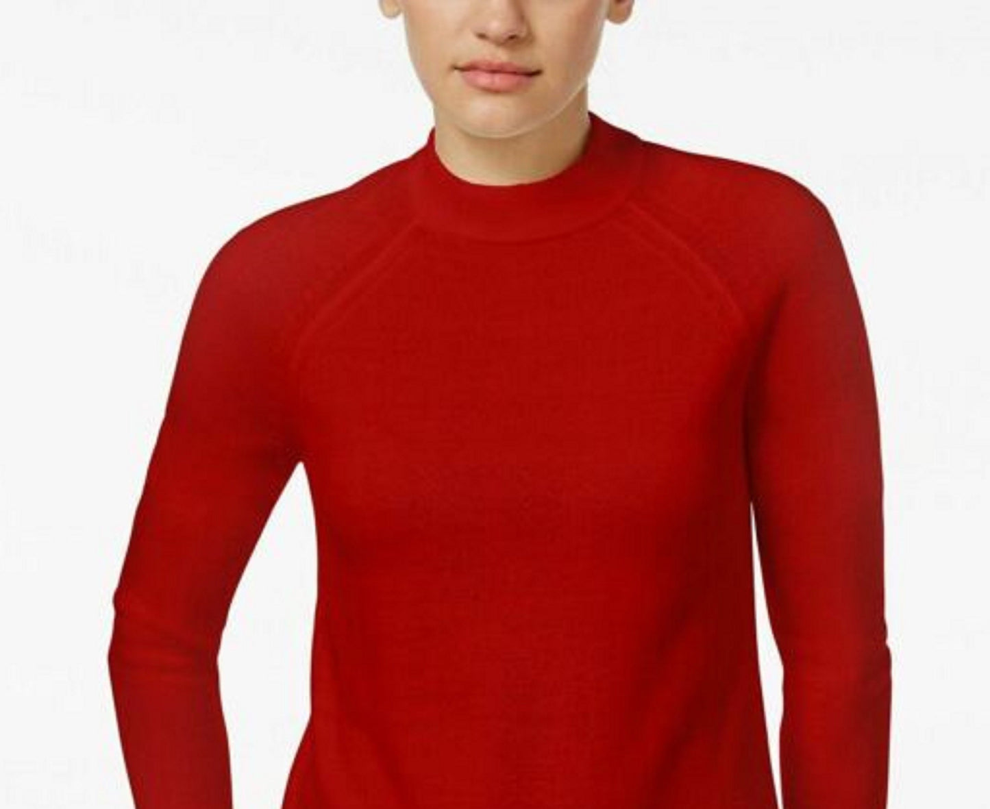 Karen Scott Suéter Feminino Petite Gola Mock Vermelho Tamanho Médio