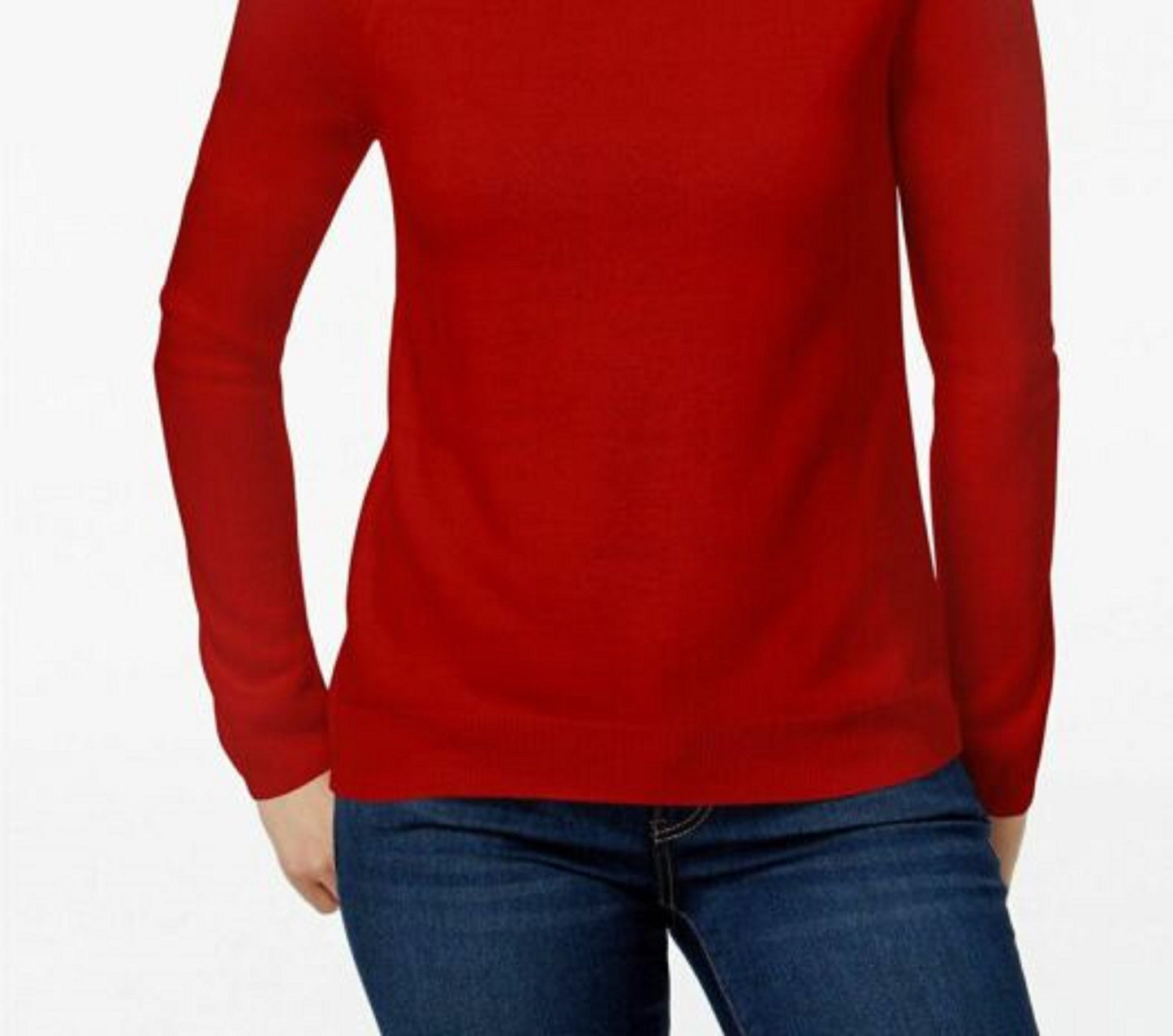 Karen Scott Suéter Feminino Petite Gola Mock Vermelho Tamanho Médio