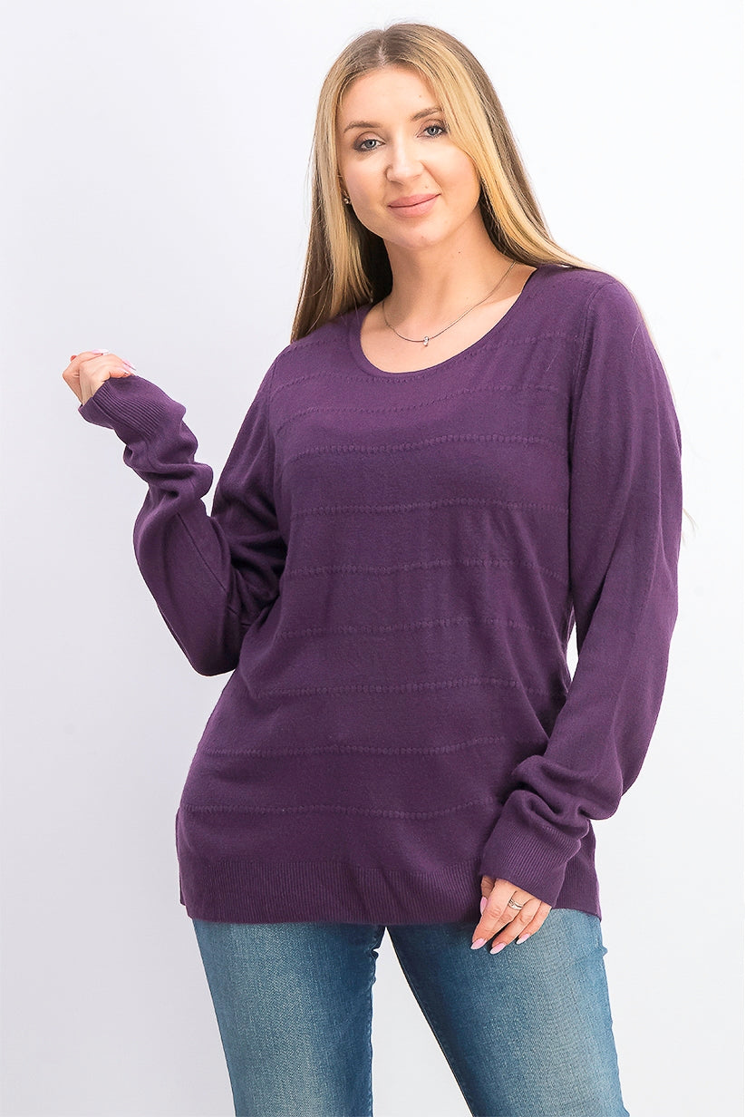 Karen Scott Suéter Listrado Texturizado Feminino Roxo Tamanho Médio