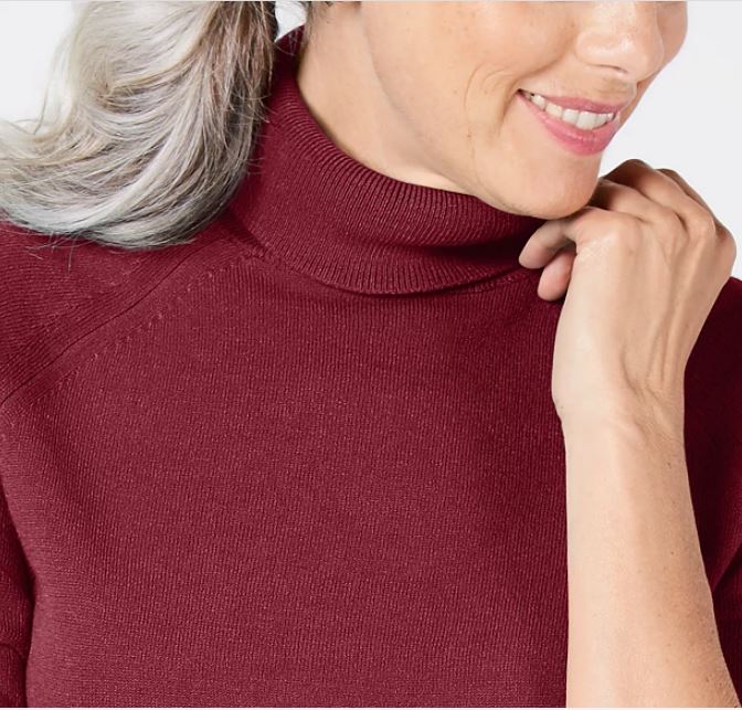 Karen Scott Suéter feminino de gola alta vermelho tamanho X-S