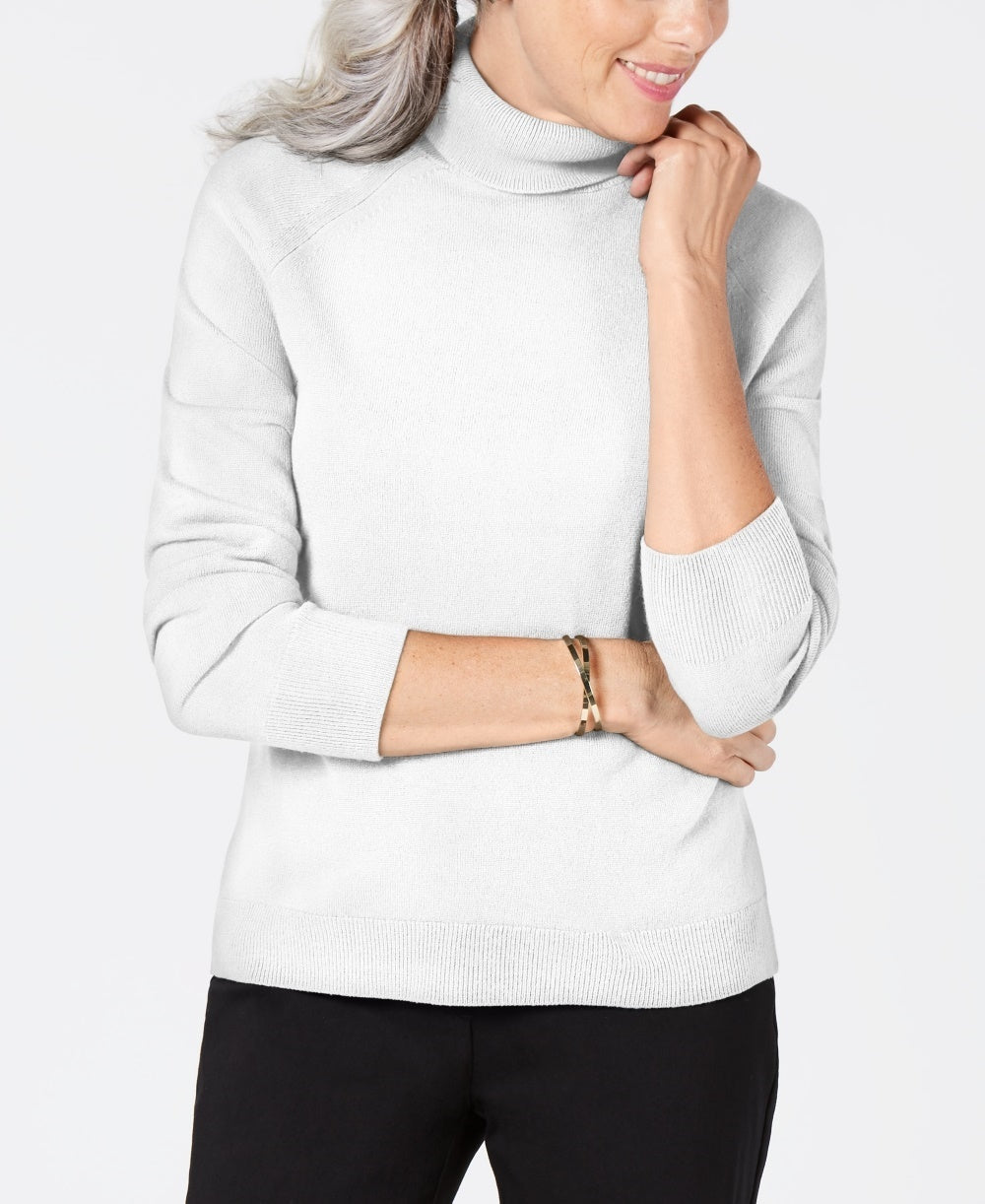 Karen Scott Suéter feminino de gola alta, branco, tamanho XX-G