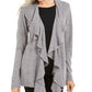 Karen Scott Cardigan Feminino com Babados Frontais Cinza Tamanho Grande