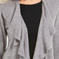 Karen Scott Cardigan Feminino com Babados Frontais Cinza Tamanho Grande