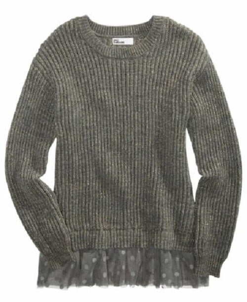 Suéter Peplum de Renda Epic Threads Big Girls Cinza Tamanho X-Grande