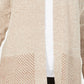 Karen Scott Cardigan Feminino Aberto Frente Contrastada Marrom Tamanho Grande