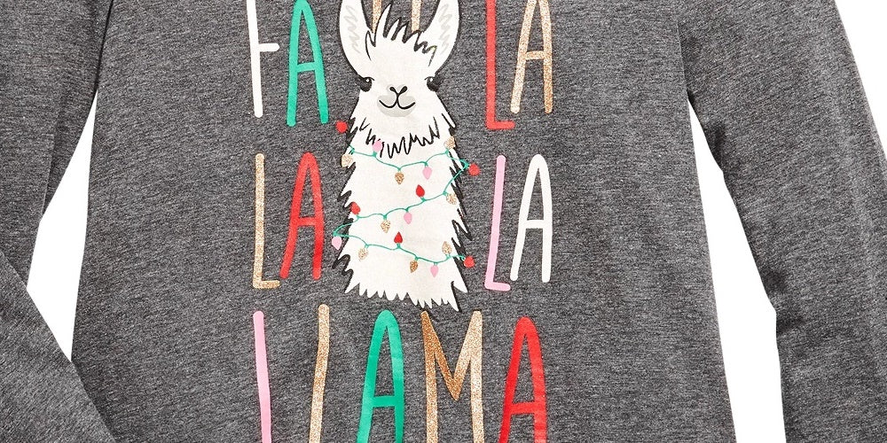 Camiseta Epic Threads Big Girls Fa La Llama Cinza Tamanho Grande