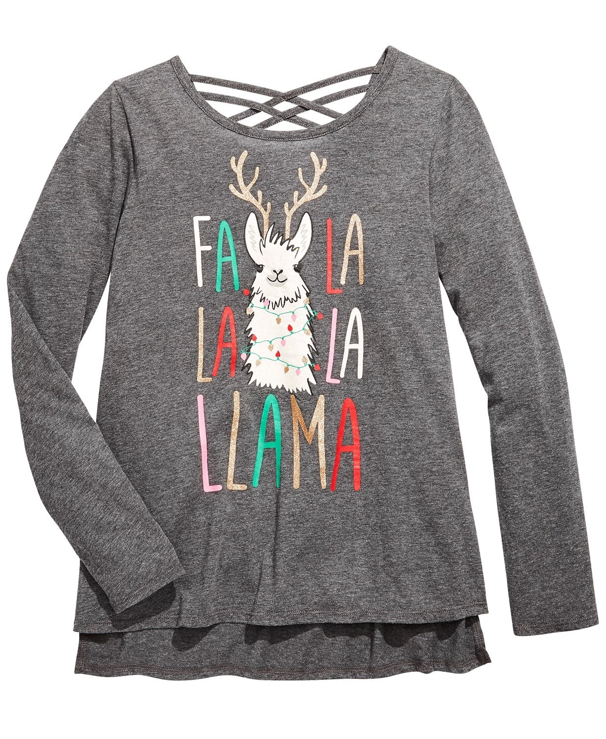 Camiseta Epic Threads Big Girls Fa La Llama Cinza Tamanho P