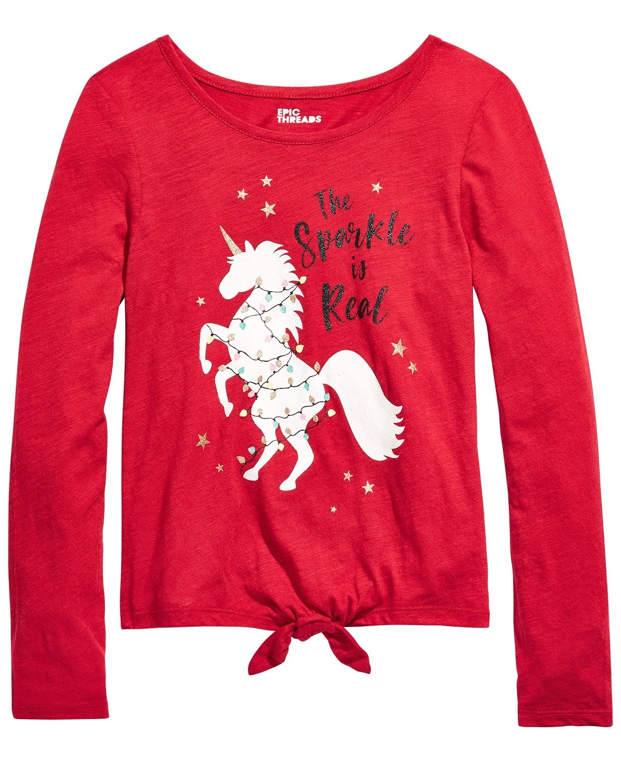 Camiseta Epic Threads Big Girls Real Sparkle Unicorn Vermelho Escuro Tamanho Médio