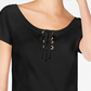 INC International Concepts Top feminino liso com cadarço, preto, tamanho pequeno