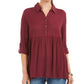 Camisa oversized feminina Style &amp; Co com mangas dobradas, vermelha, tamanho grande